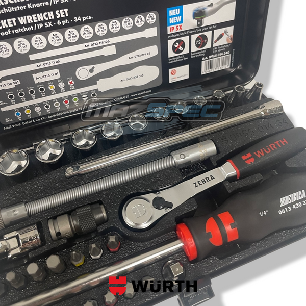 Wurth 34pcs 1/4 Inch Socket Set / Wrench Assortment With Case