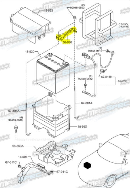 Battery Clamp - Mazda MX5 MK3 / NC (06-15) NE51-56-031D