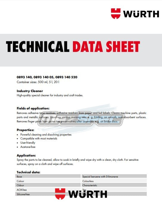 Wurth RTV Silicon Adhesive & Industry Cleaner - Engine / Transmission Rebuild Bundle