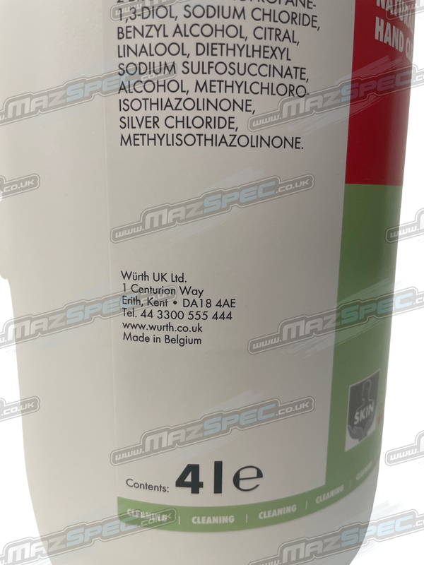 Wurth 4 Litre Heavy Duty Natural Hand Cleaner / Degreaser (Solvent, Silicone, Plastic Free) - x6 Bulk Discount Pack