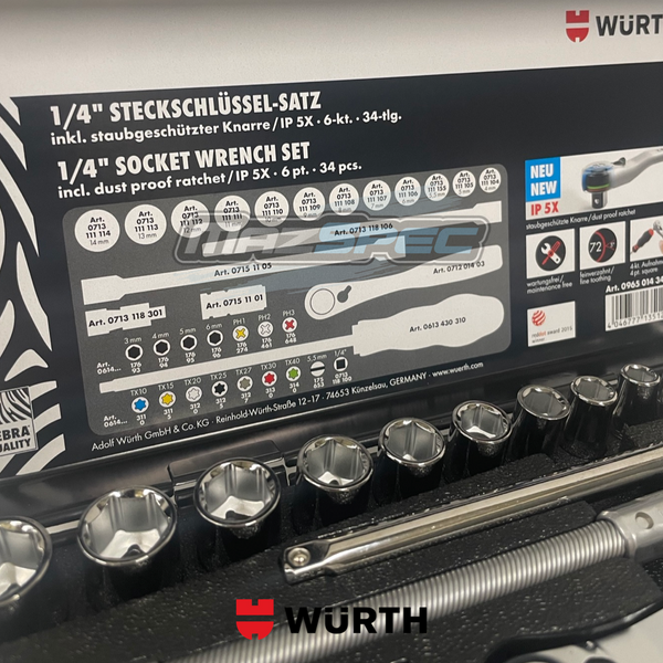Wurth 34pcs 1/4 Inch Socket Set / Wrench Assortment With Case