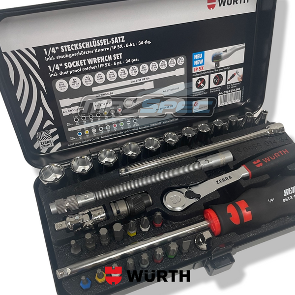 Wurth 34pcs 1/4 Inch Socket Set / Wrench Assortment With Case
