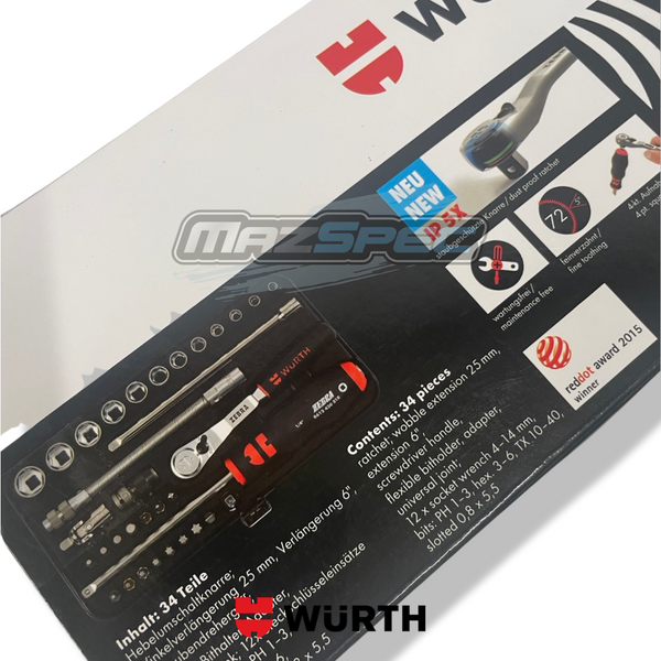 Wurth 34pcs 1/4 Inch Socket Set / Wrench Assortment With Case