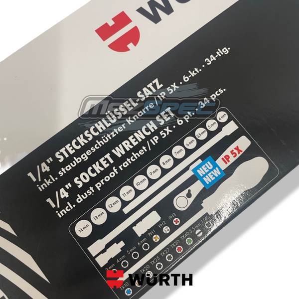 Wurth 34pcs 1/4 Inch Socket Set / Wrench Assortment With Case