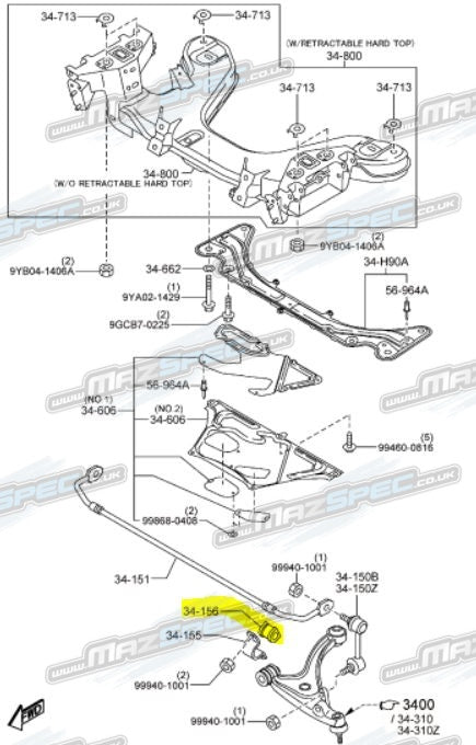 Front ARB / Sway Bar D Bush - Mazda MX5 MK3/NC (06-15) Soft Top NE51-34-156
