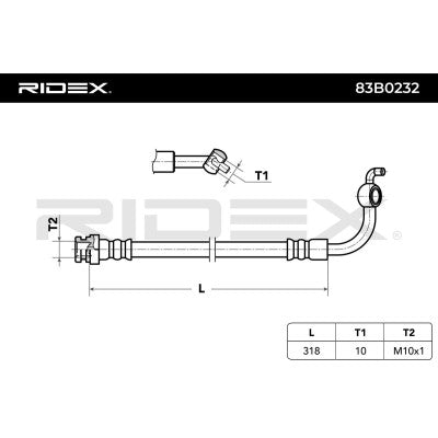 RIDEX Rear Left Brake Hose – MX-5 NA/NB Standard Brakes • 83B0232
