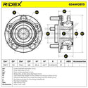 RIDEX Front Wheel Hub & Bearing – Mazda3 BM/BN, Mazda6 GJ/GL, CX-5 KE/KF • 654W0819