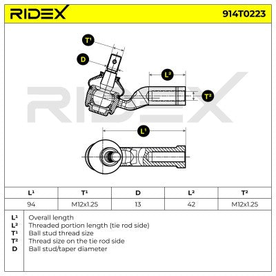 RIDEX Outer Track Rod End – MX-5 NA/NB LH or RH • 914T0223