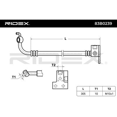RIDEX Rear Right Brake Hose – MX-5 NA/NB Standard Brakes • 83B0239