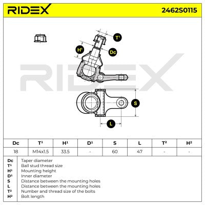 RIDEX Front Lower Ball Joint – MX-5 NA/NB LH or RH • 2462S0115