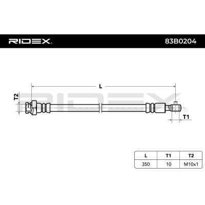 RIDEX Front Right Brake Hose • 83B0204