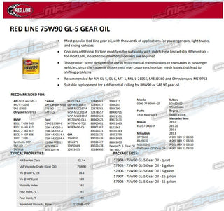 Red Line 75W-90 GL-5 Gear Oil / Differential Oil • 3.78L