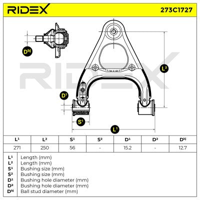 RIDEX Front Left Upper Suspension Arm – MX-5 Mk1 NA • 273C1727