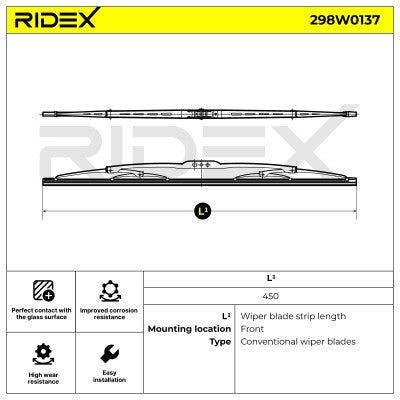 RIDEX 450mm Standard Wiper Blade – All MX-5 • 298W0137