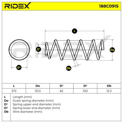 RIDEX Rear Suspension Coil Spring • 188C0915
