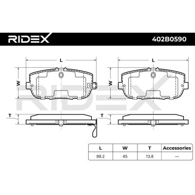 RIDEX Rear Brake Pad Set • 402B0590