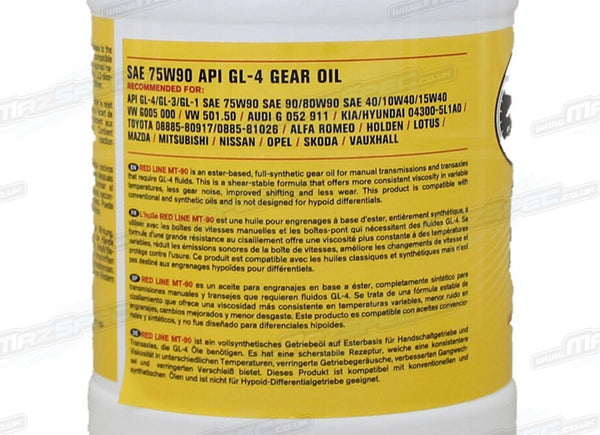 Red Line MT-90 75W90 GL-4 Manual Transmission Gear Oil • 946ml x3 Pack