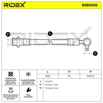 RIDEX Front Left Brake Hose – MX-5 NA/NB Standard Brakes • 83B0205