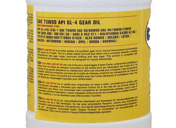 Red Line MT-90 75W90 GL-4 Manual Transmission Gear Oil • 3.78L