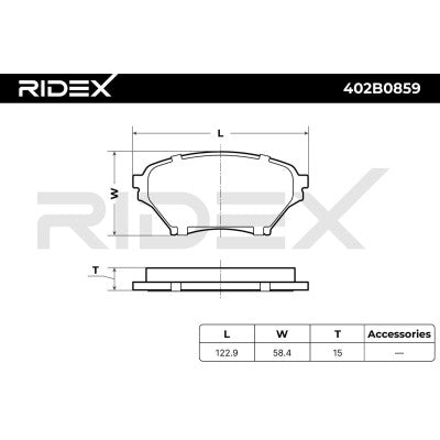 RIDEX Front Brake Pad Set – MX-5 Mk1 1.8 / Mk2 Standard Brakes • 402B0859