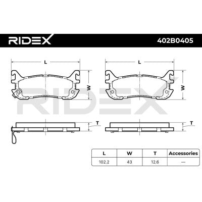 RIDEX Rear Brake Pad Set – MX-5 Mk1 1.8 / Mk2 1.6 & 1.8 • 402B0405