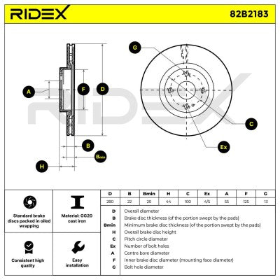RIDEX Front Brake Discs Pair – MX-5 ND/RF 2.0 • 82B2183