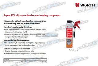 Wurth Super RTV Silicon Adhesive & Sealing Compound Instant Gasket - x12 Trade Pack