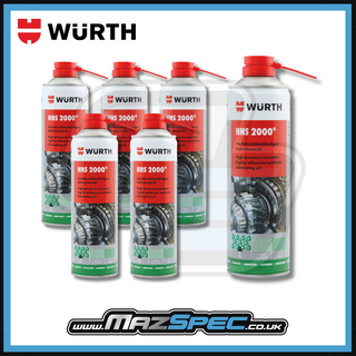 Wurth HHS 2000 Adhesive Synthetic Lubricant Spay Oil • x6 Pack 500ml Aerosol