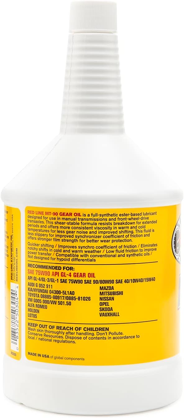 Red Line MT-90 75W90 GL-4 Gear Oil – 946ml / 3.78L • 50304 / 50305