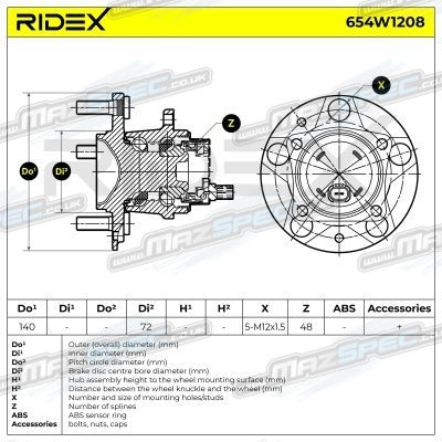 Ridex Front Wheel Bearing / Hub • RX8 SE/FE (03-12)
