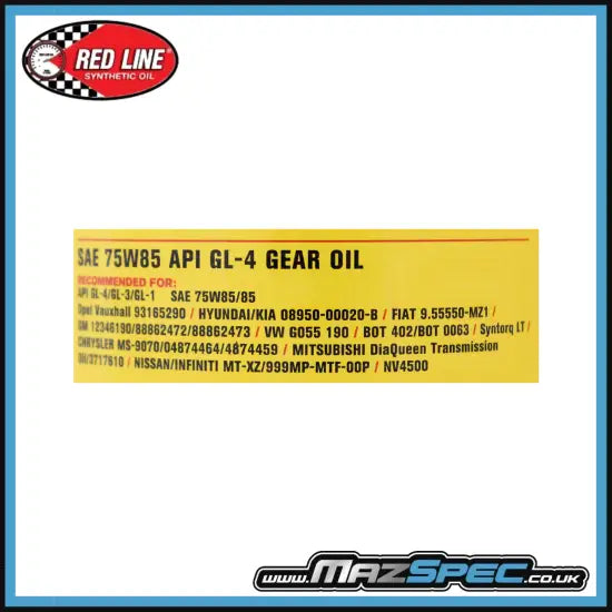Red Line MT-85 75W/85 GL-4 Manual Transmission Gear Oil • 3.78L