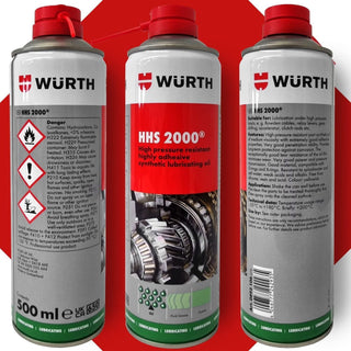 Wurth HHS 2000 Adhesive Synthetic Lubricant Spay Oil • x6 Pack 500ml Aerosol